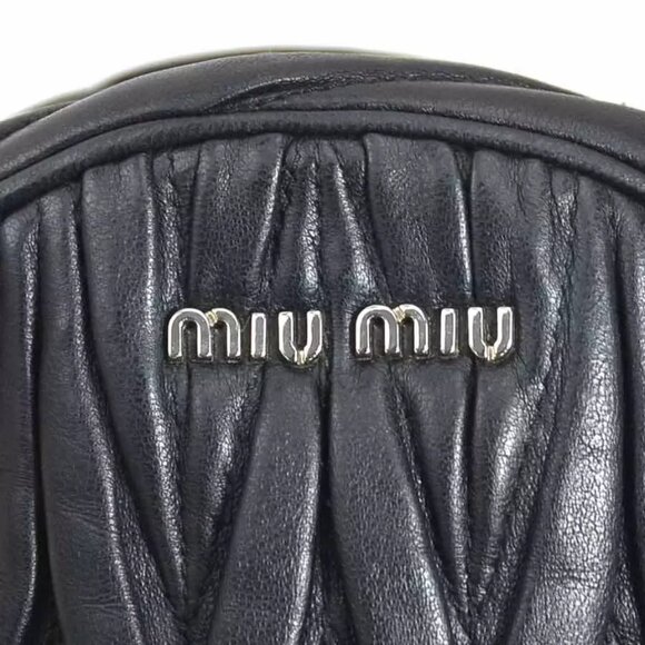Auth MIUMIU Crossbody Shoulder Bag Black Leather/Silvertone - r10316a - Picture 11 of 14